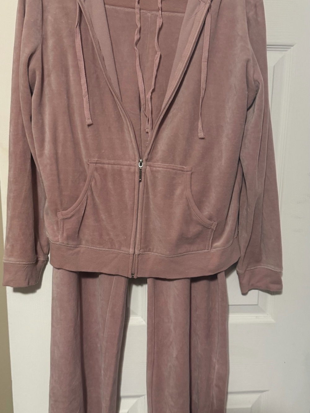 New York & Company Mauve Track Pants and Zip Hoodie Set